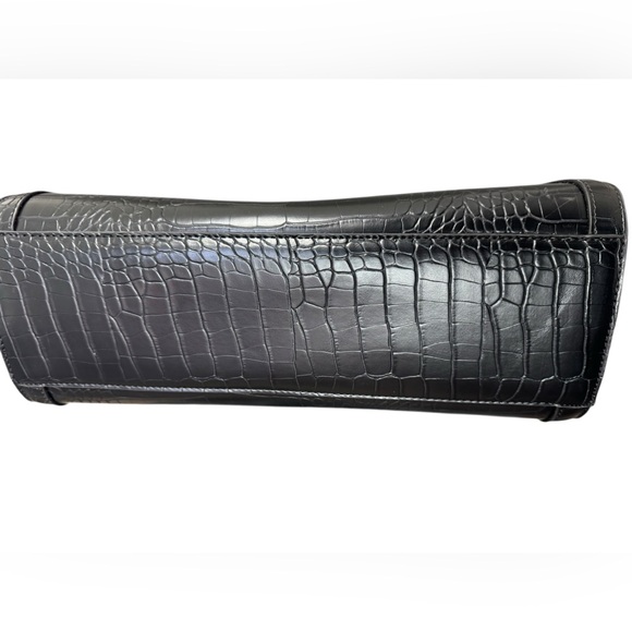 JustFab Black Croc-Embossed Satchel Tote | Chain Strap | NEW - Picture 7 of 8